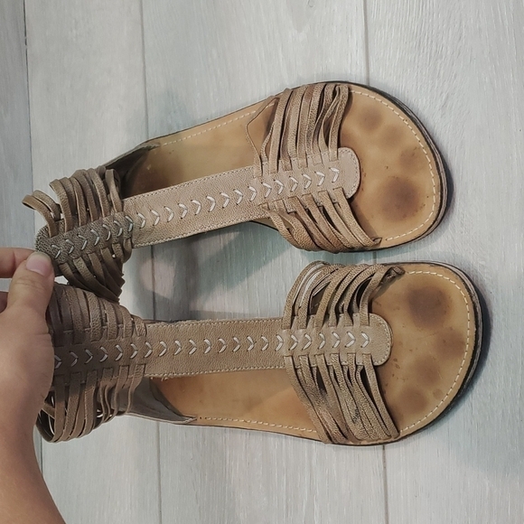 J.Shoes Estelle Gladiator Sandals Flats Side Zip shoes sz 7.5 - Picture 3 of 10